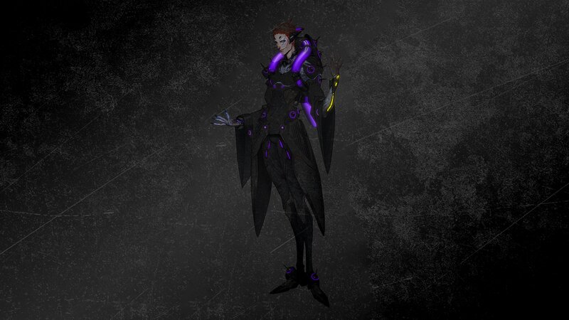 Character in Black Armor — Dramatic, Digital Art, Purple Lights