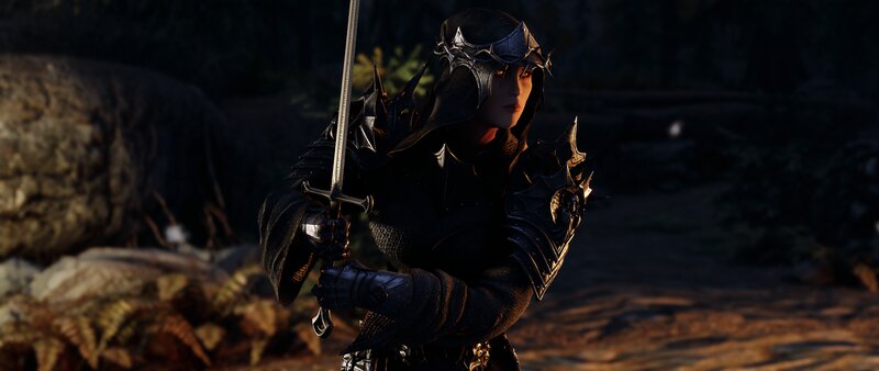 Character in Black Armor — Dramatic, Night, 3d Render