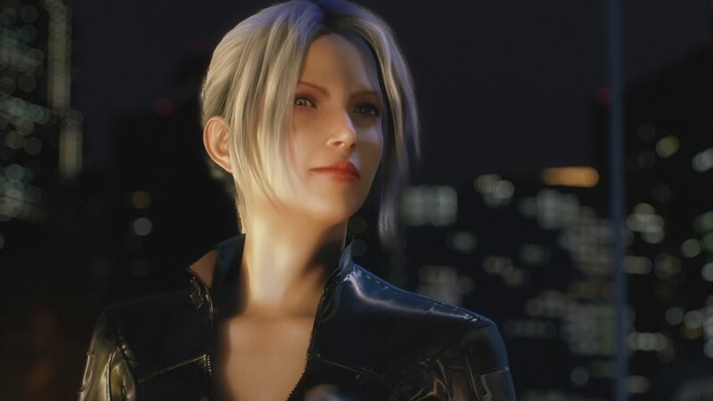 character in black jacket at night
