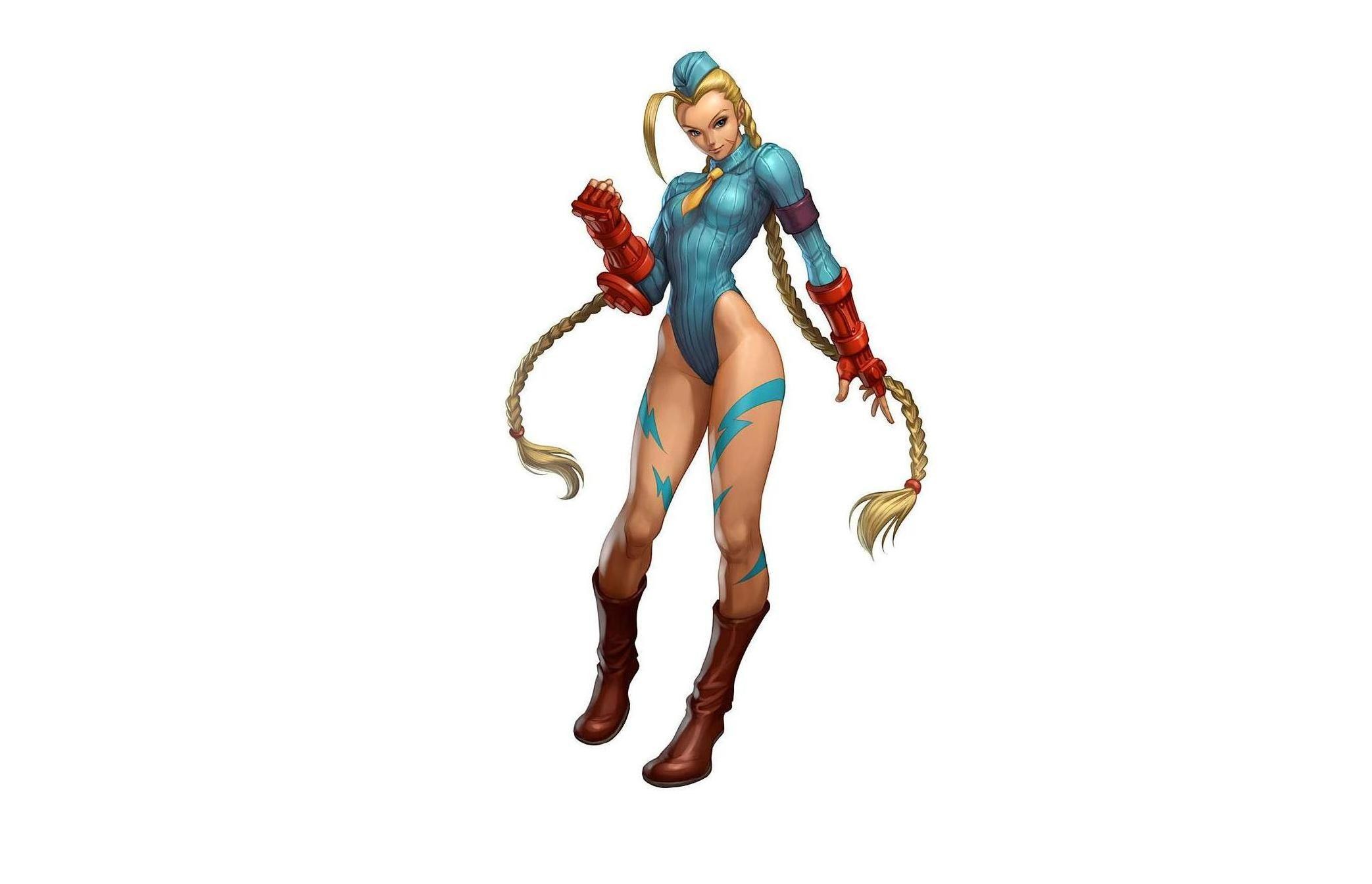 character in blue bodysuit