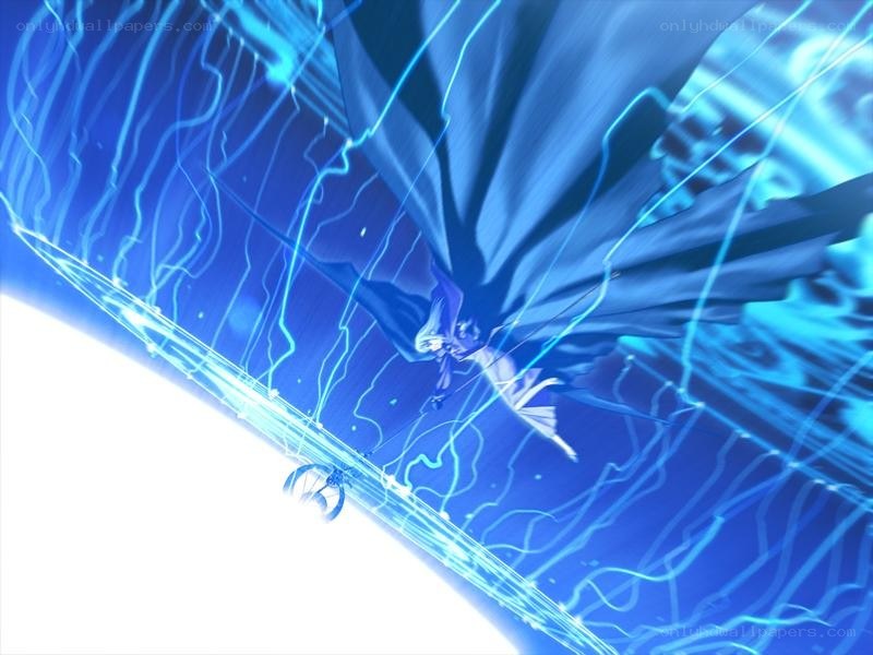 character in blue energy field
