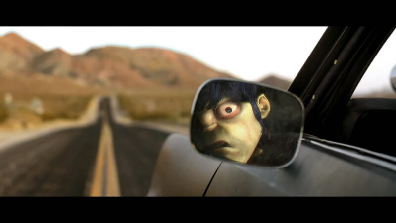 character in car mirror