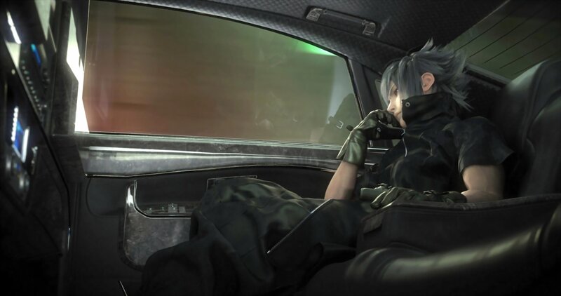 Character in Car Seat — Black, Contemplative