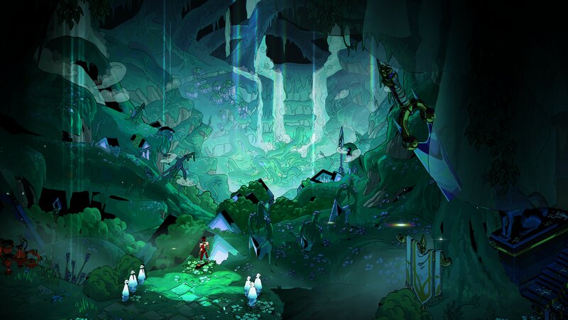 Character in Cave — Green, Mysterious