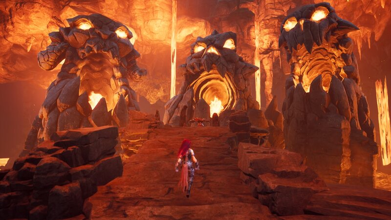 Character in Cave — Orange, Dramatic