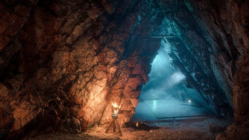 Character in Cave Tunnel