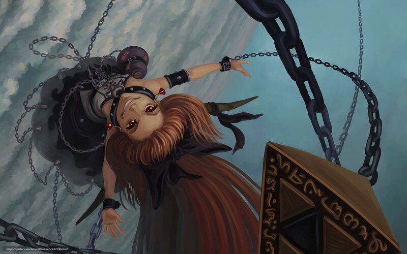 character in chains falling
