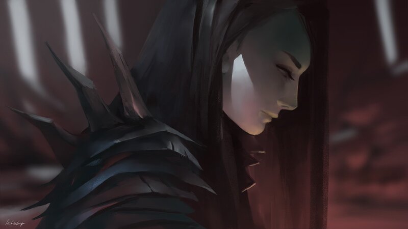 Character in Dark Armor — Black, Dramatic, Digital Art, Hood