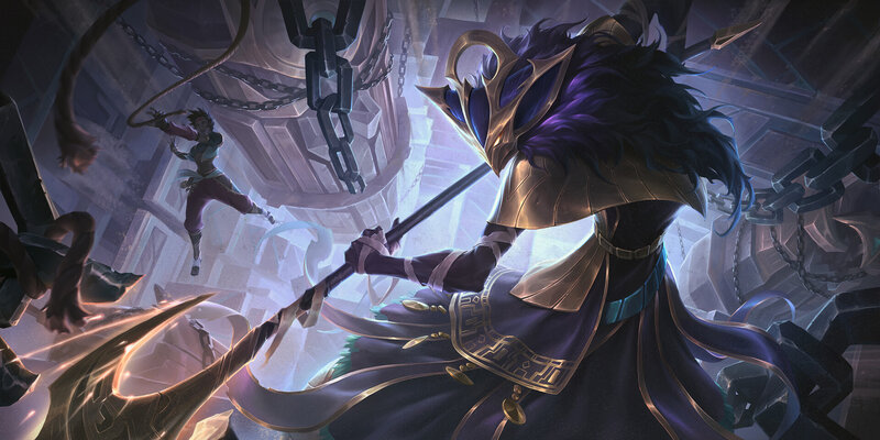 Character in Dark Armor — Purple, Dramatic, Digital Art, Chains