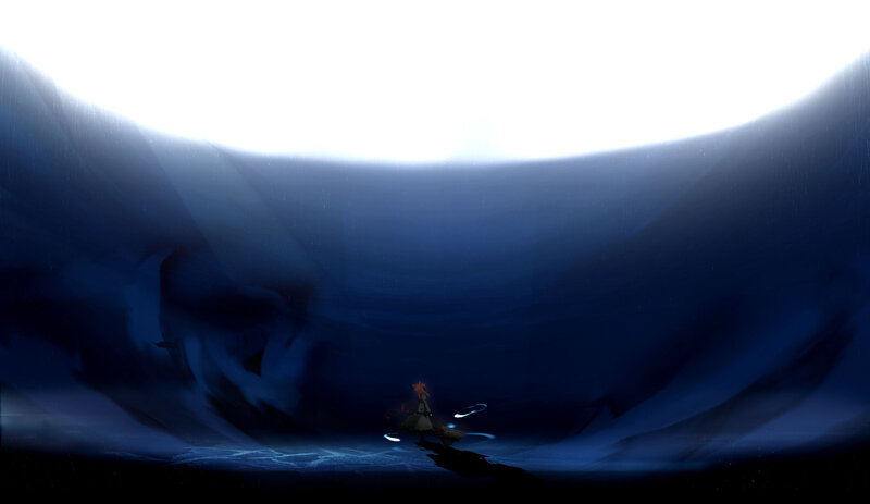 Character in Dark Cave — Blue