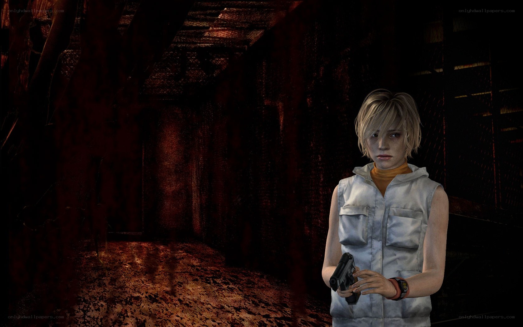 character in dark corridor