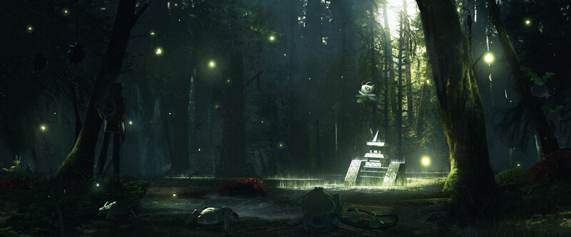 Character in Dark Forest — Green, Mysterious