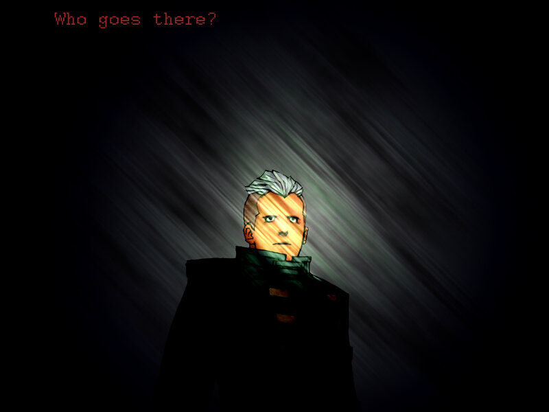 character in dark room