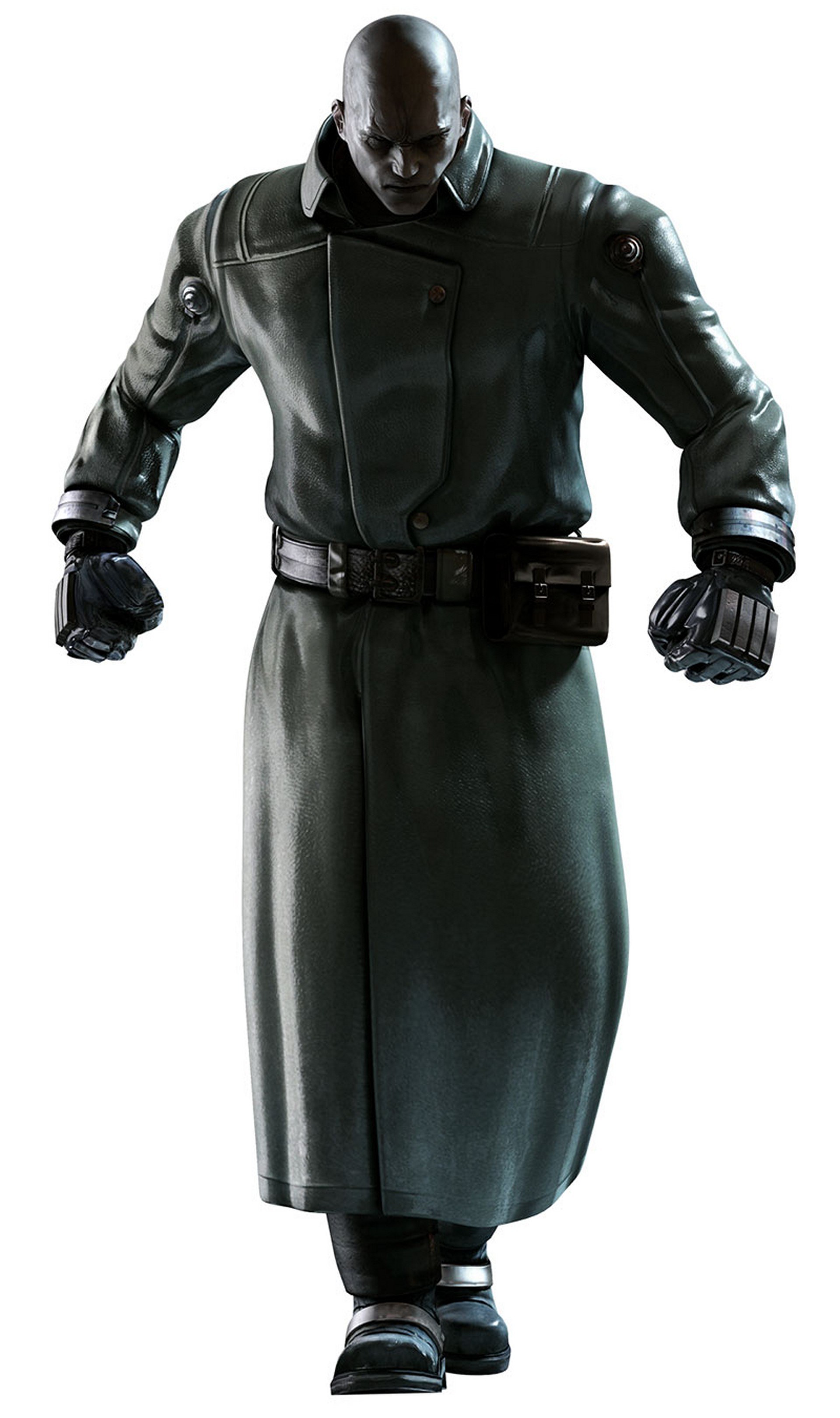 Character in dark trench coat