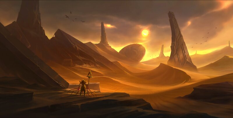 Character in Desert Landscape — Orange, Dramatic