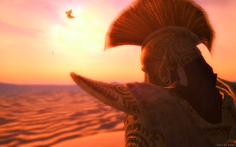 Character in Desert — Orange, Serene, Sunset