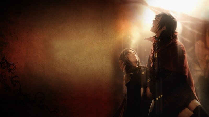 Character in dramatic pose with light