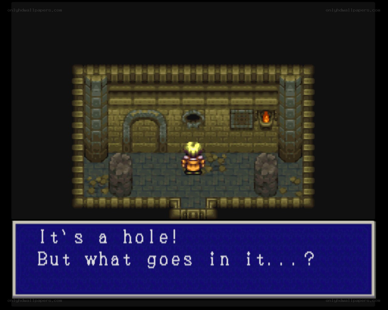 character in dungeon room