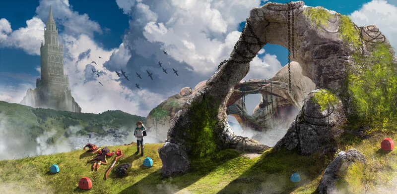 Character in Fantasy Landscape — Green