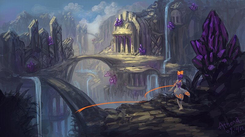 Character in Fantasy Landscape — Purple