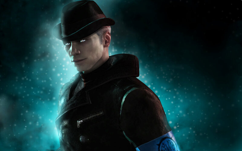 character in fedora hat