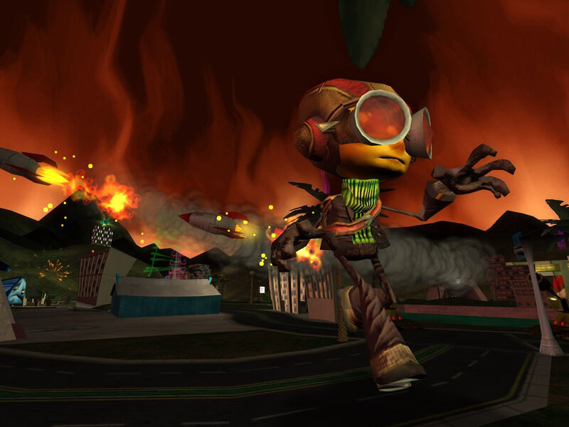 character in fiery landscape