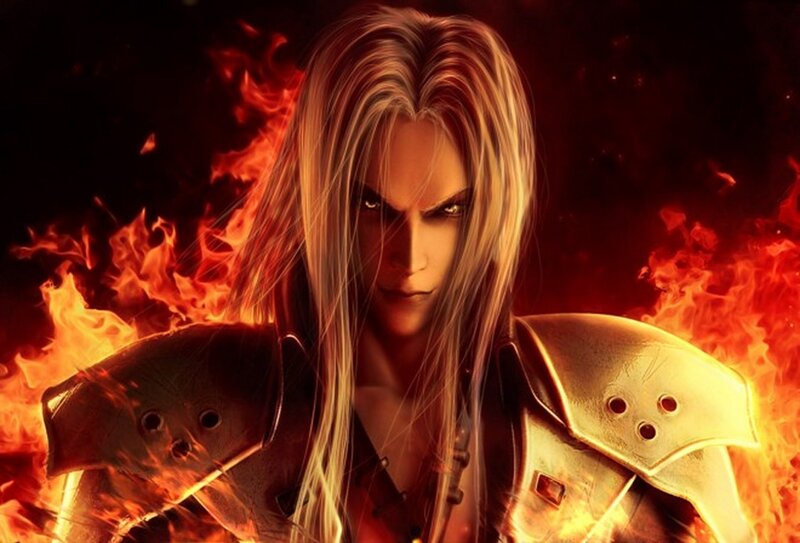 Character in flames