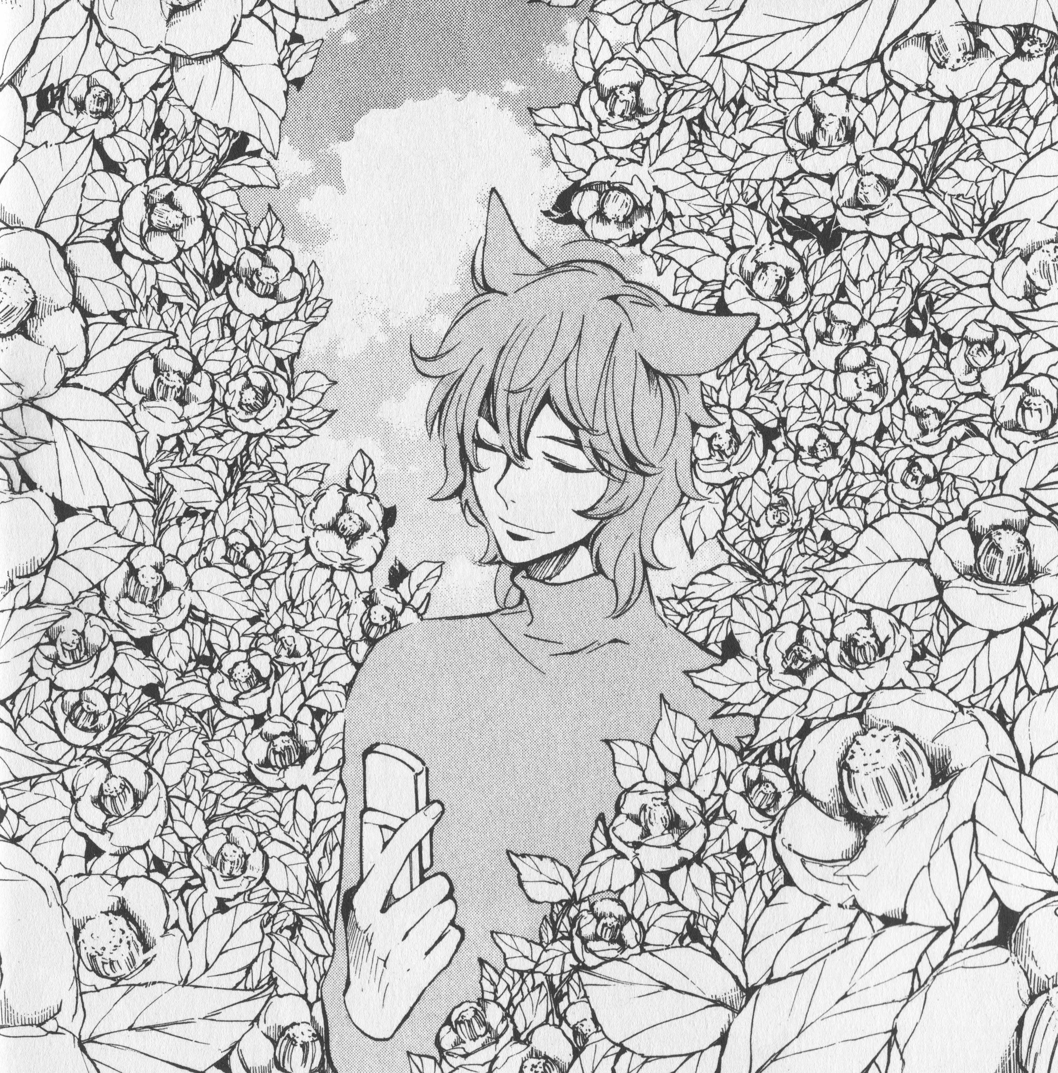 character in flower garden
