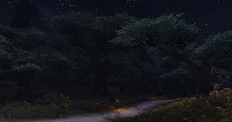 Character in Forest at Night — Dark Green