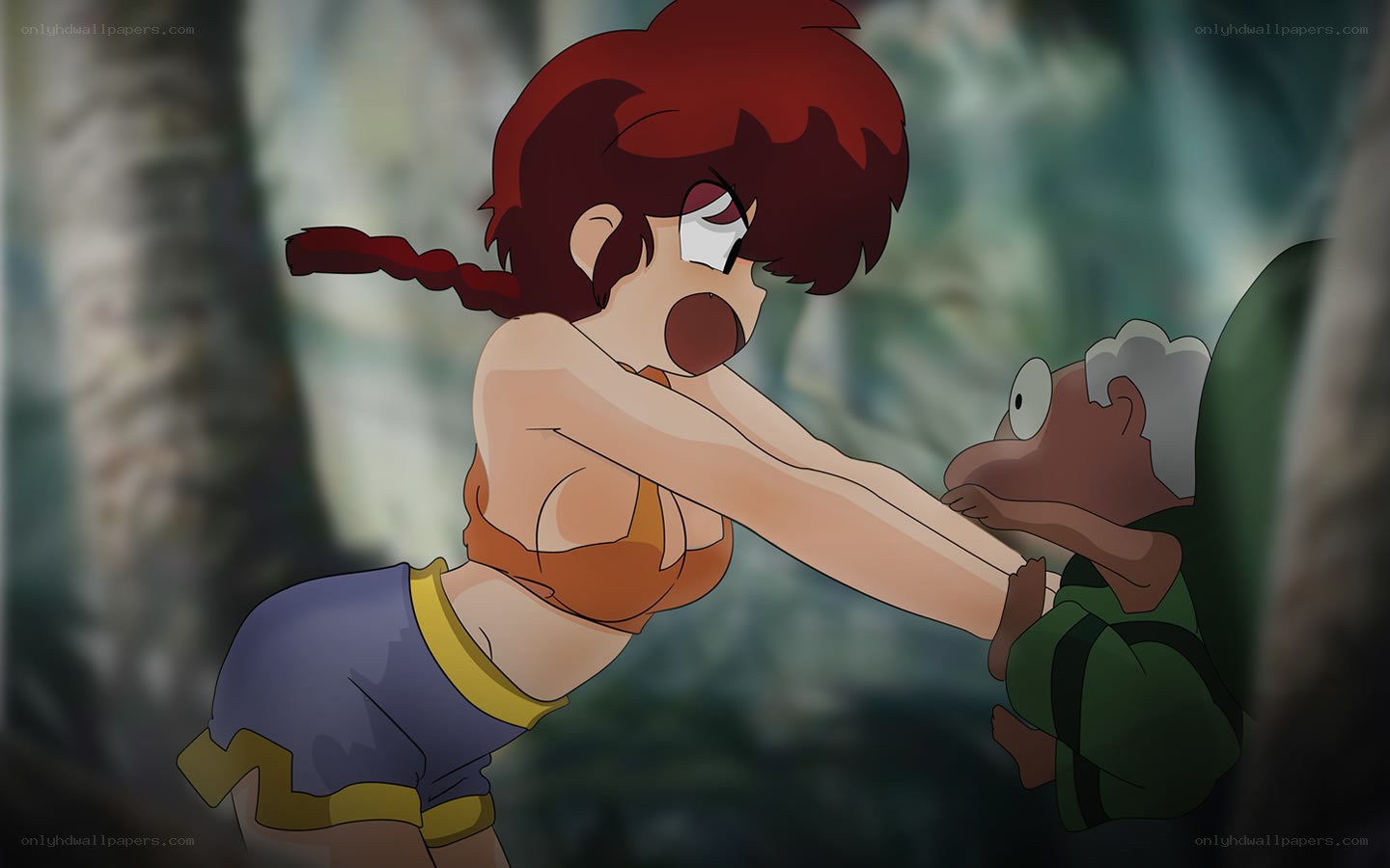 Character in forest confrontation