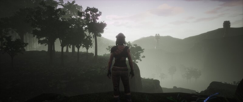 Character in Forest — Green, Misty