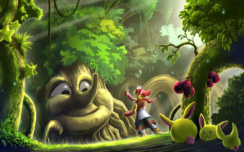 Character in Forest — Green, Whimsical