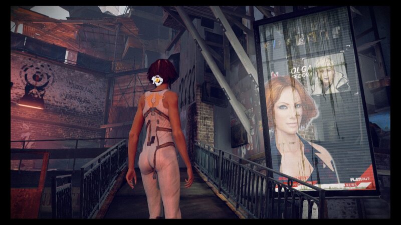 character in futuristic alley