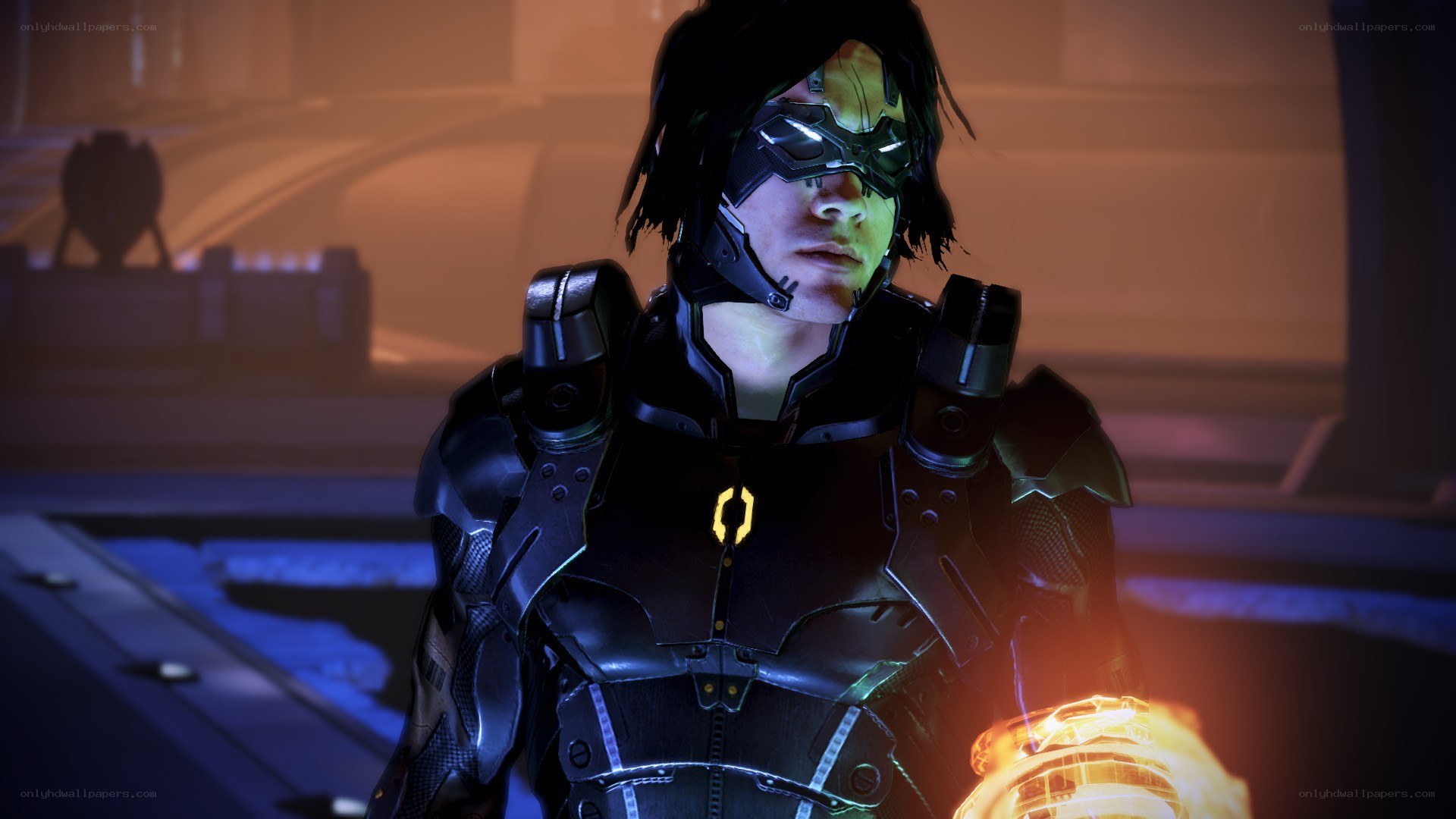character in futuristic armor