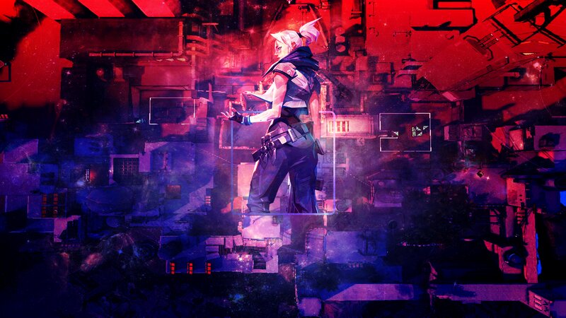 Character in Futuristic City — Red