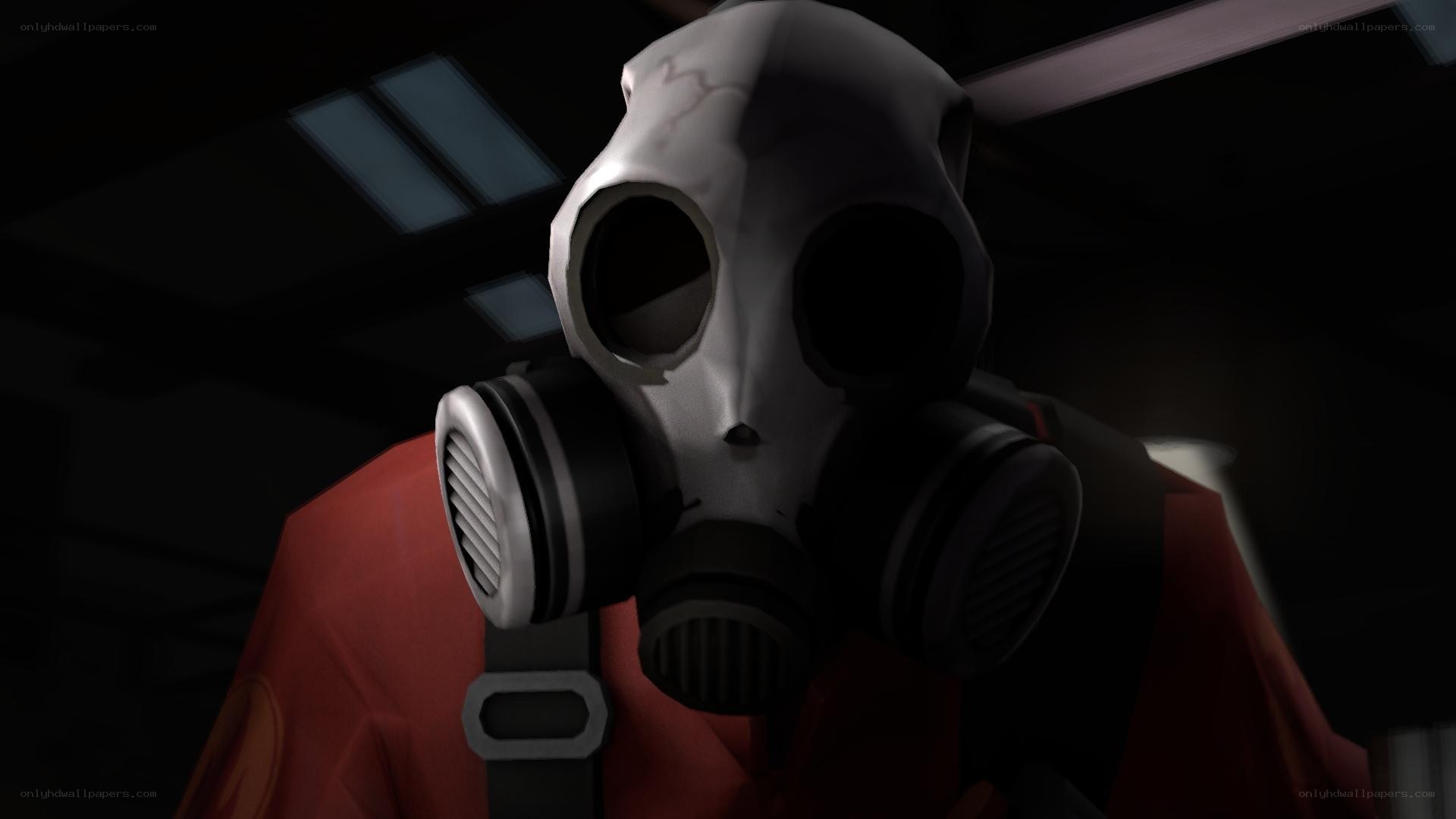 character in gas mask