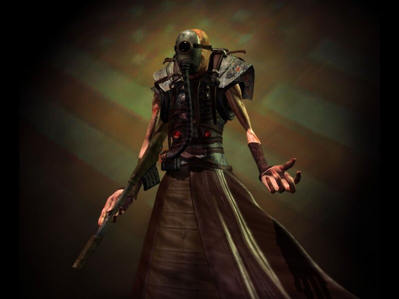 Character in Gas Mask — Brown, Dark, Dramatic