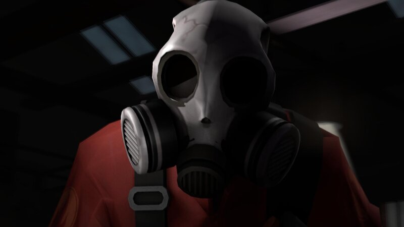 Character in Gas Mask — Gray, Dramatic, 3d Render