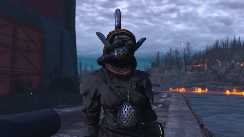Character in Gas Mask — Gray, Dramatic