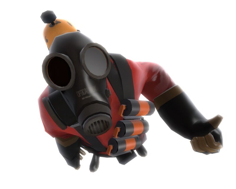 Character in Gas Mask — Red, Playful