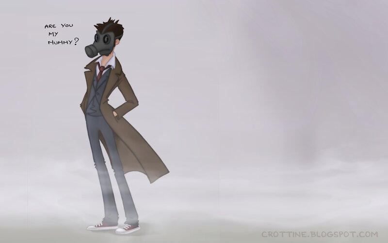 character in gas mask