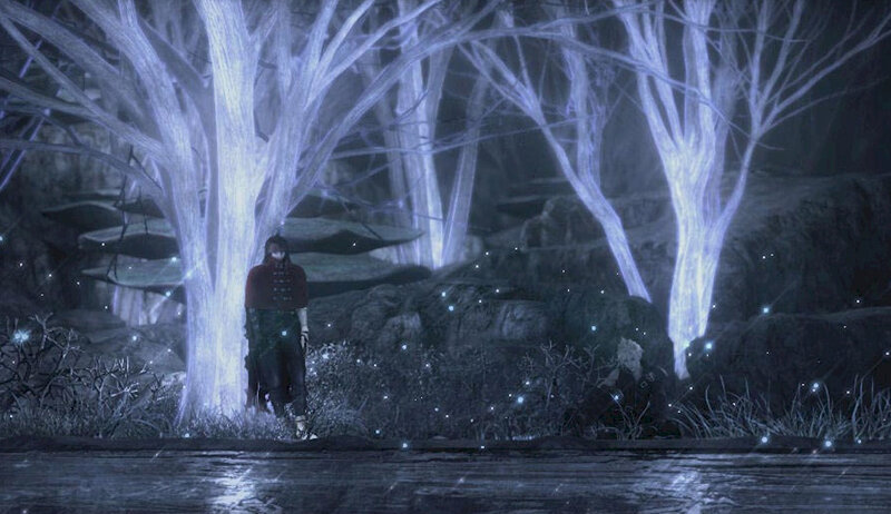 Character in Glowing Forest — Blue