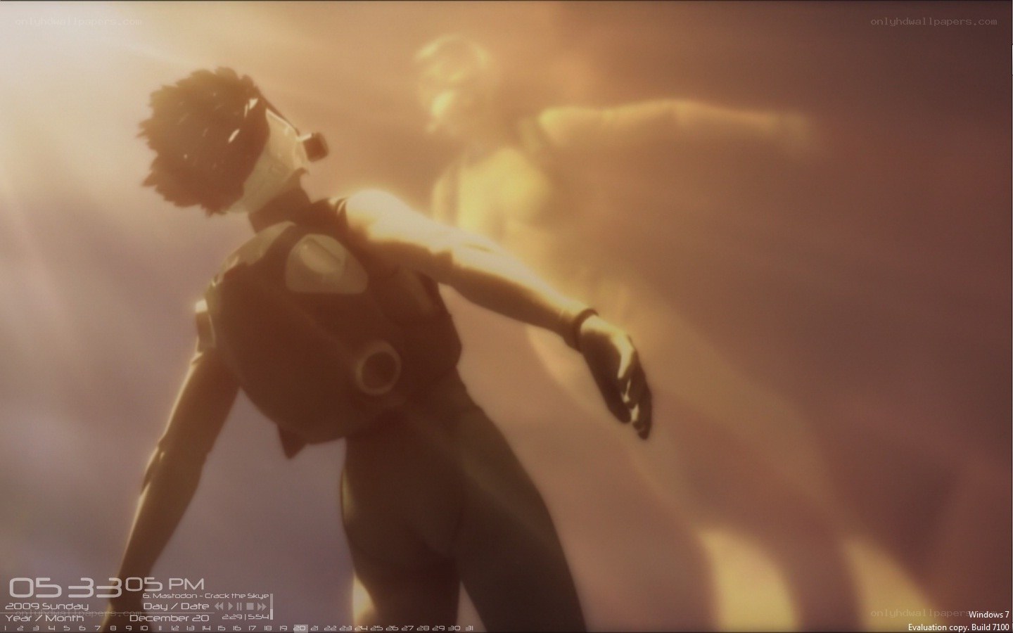 character in glowing mist