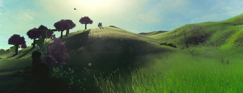 Character in Grassy Field — Green