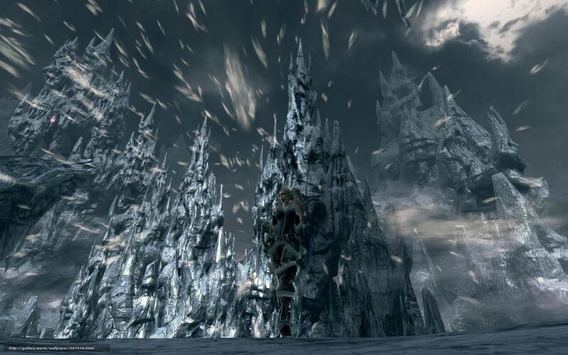 character in icy landscape