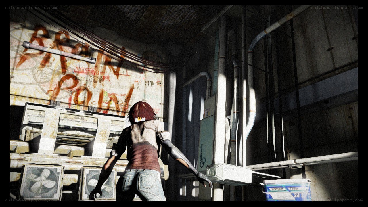character in industrial room