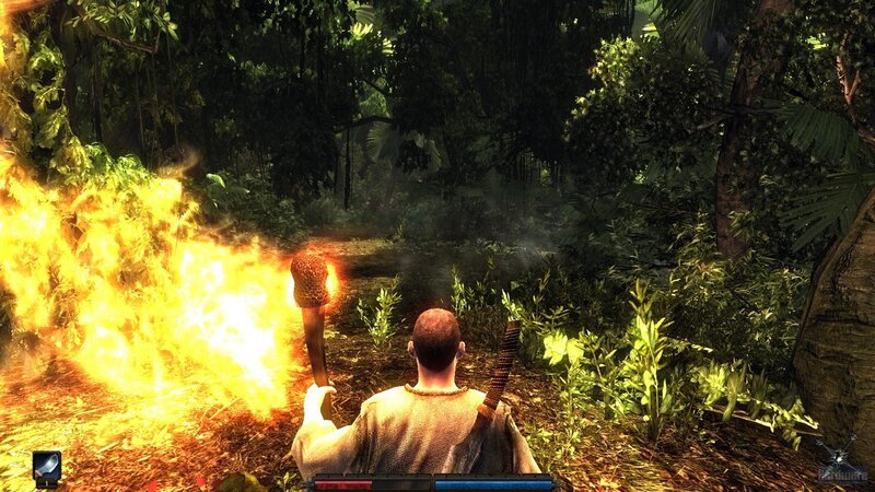 Character in jungle with torch