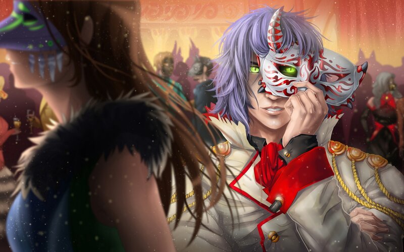 Character in Mask at Party