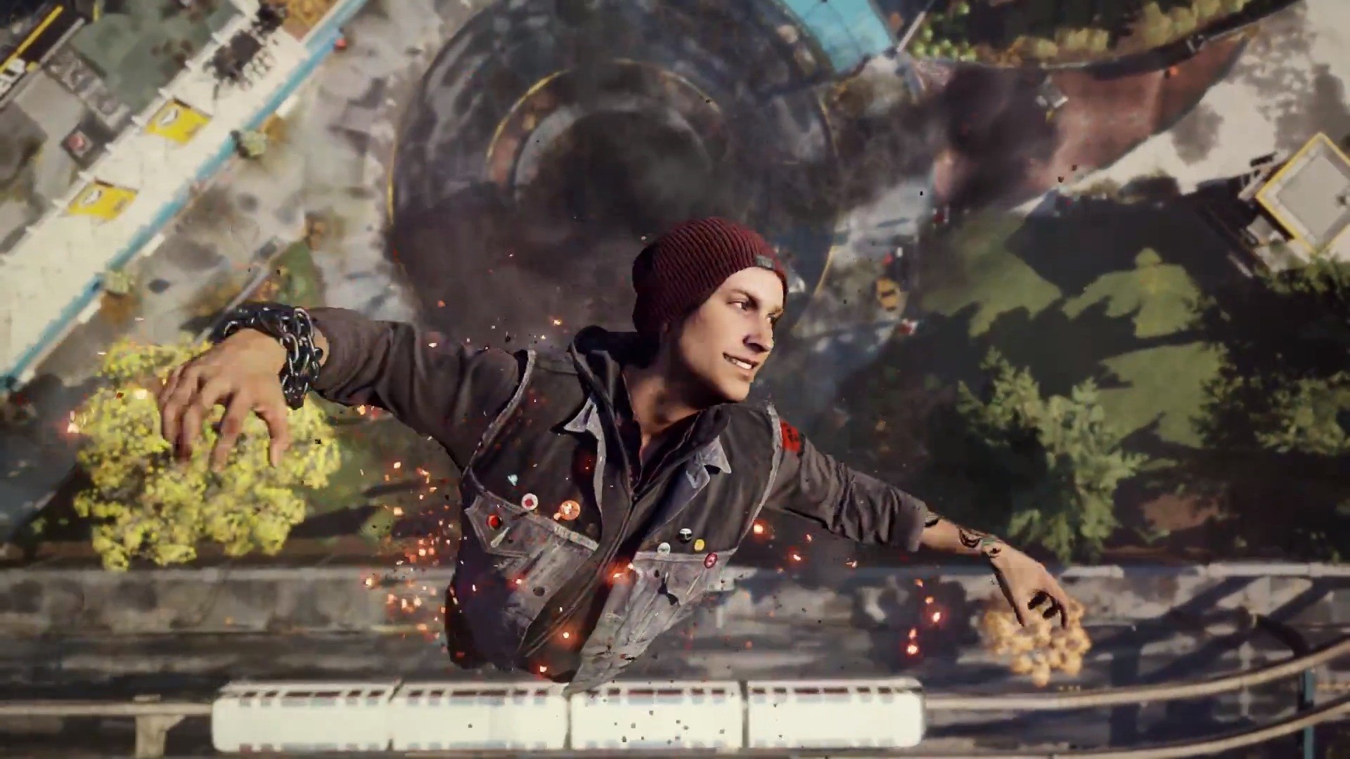 character in mid-air action