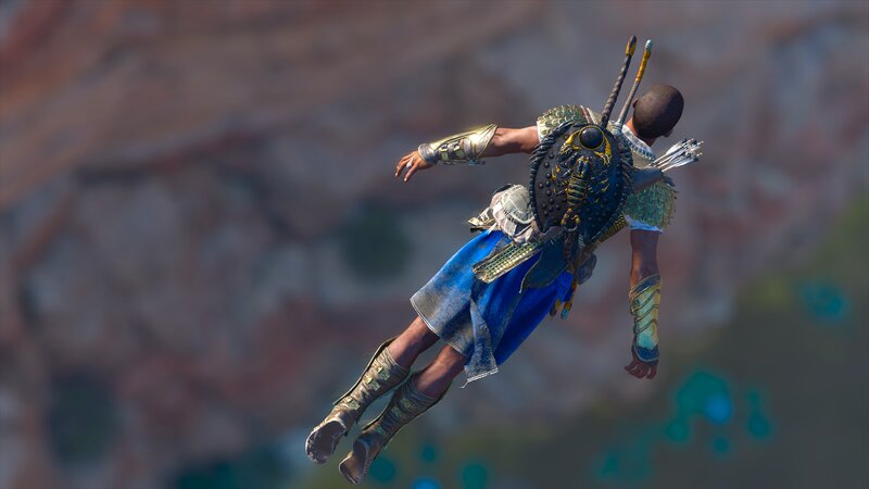 Character in Mid-air Descent — Blue